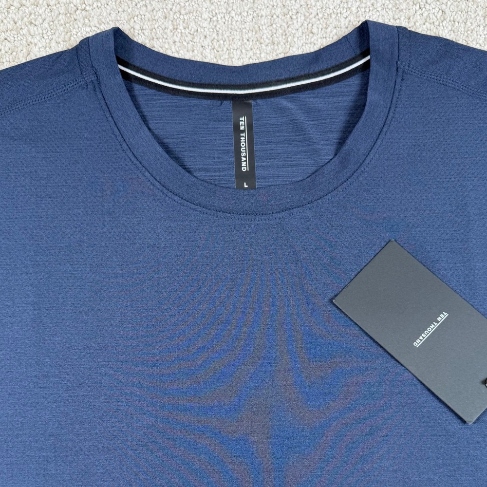 NEW Thousand Mens Large Navy Interval Short Sleeve Performance Training Shirt